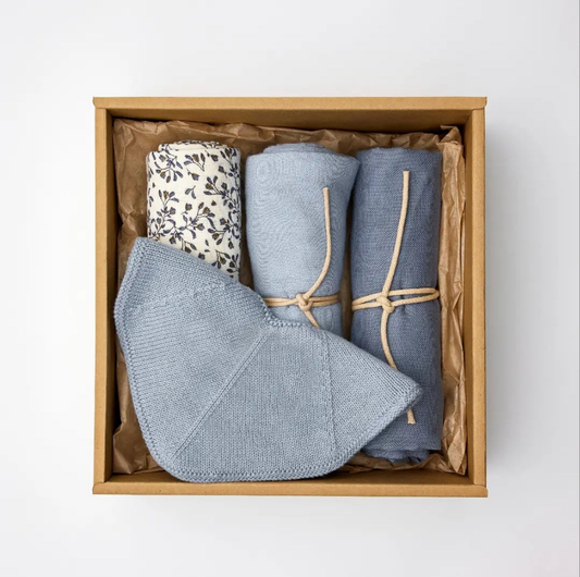 100% Organic Cotton Powder Blue Baby Gift Box
