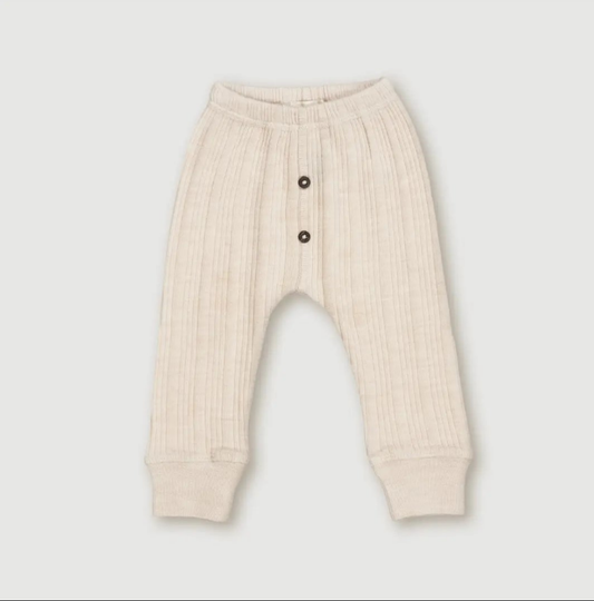 Merino Wool Rib Leggings- Oat